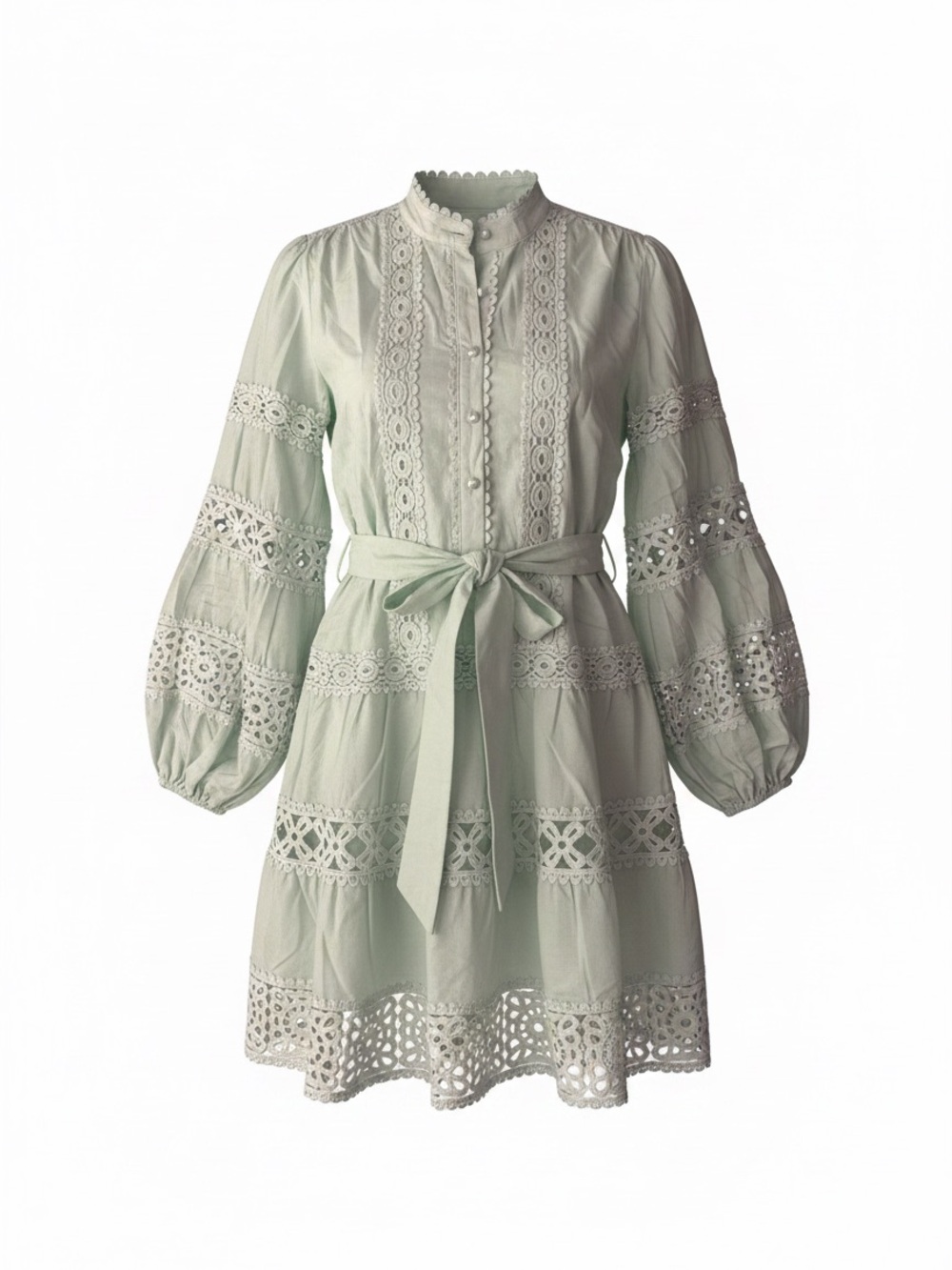 Vogue Vibes Mint Green Eyelet Dress